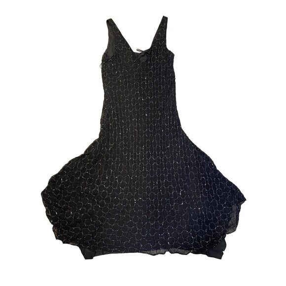 Hobbs womens long cocktail dress black silk - Picture 4 of 10